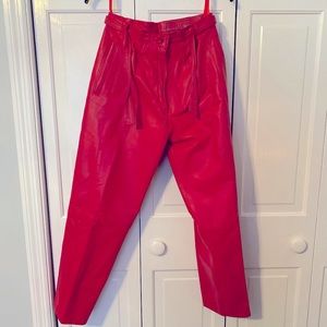 100% Leather Red Pants